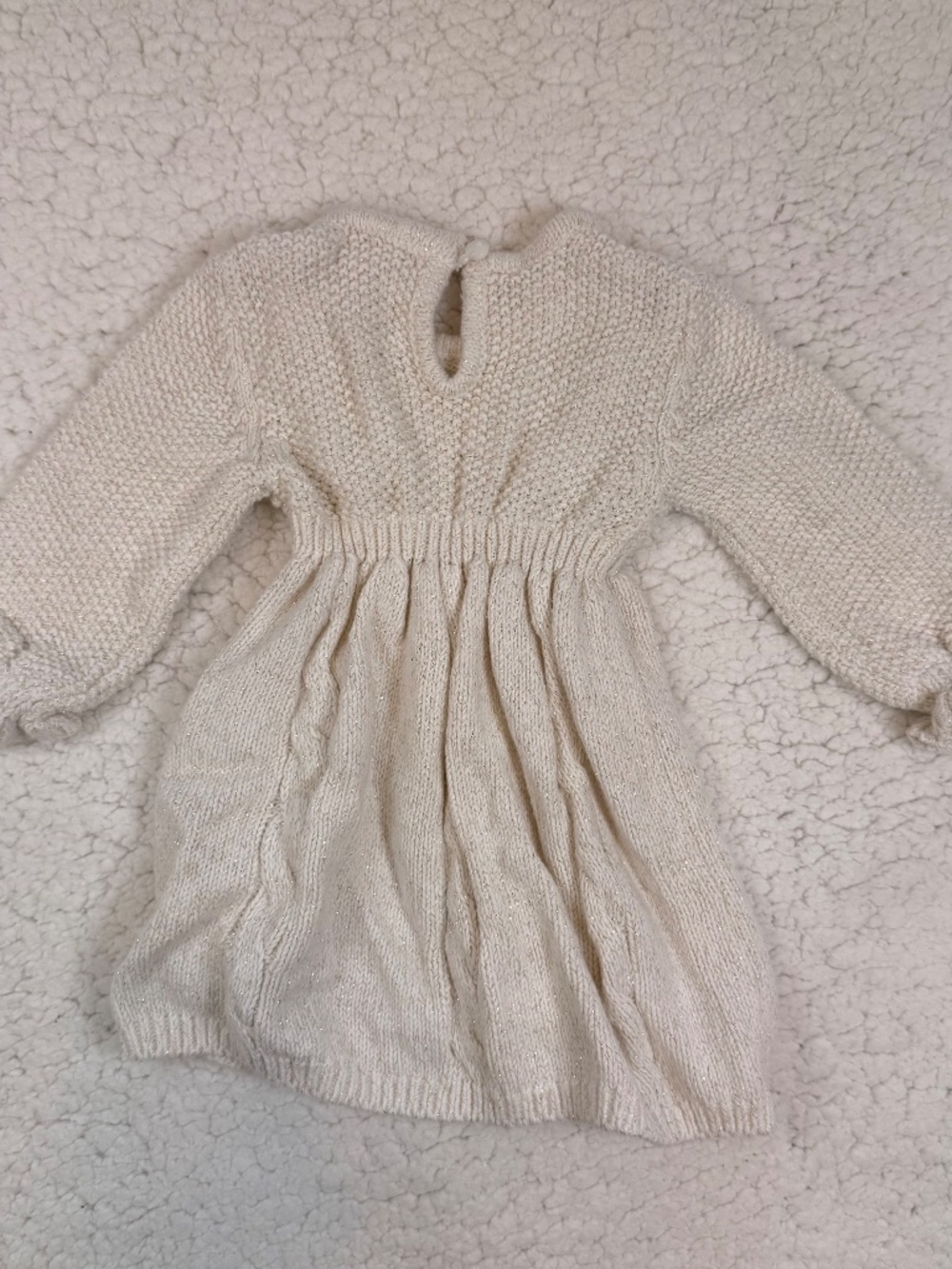 Cynthia Rowley Baby Girls Ivory Cable Knit Ruffle Sweater Dress 0-3M - Picture 2 of 4